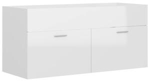 Dulap de chiuvetă, alb extralucios, 100x38,5x46 cm, PAL