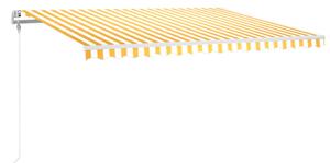 Copertină automată cu senzor vânt & LED, galben&alb, 400x300 cm