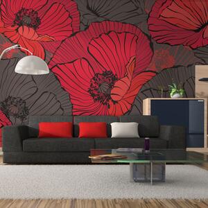 Fototapet - Pleated poppies