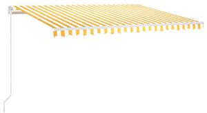 Copertină automată cu senzor vânt&LED, galben/alb, 450x300 cm