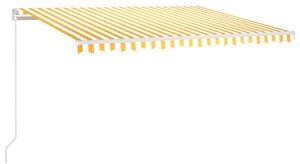 Copertină retractabilă automat, galben și alb, 450x300 cm