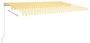 Copertină retractabilă manual, galben și alb, 500x350 cm