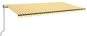 Copertină automată cu senzor vânt&LED, galben/alb, 600x350 cm
