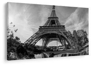 Tablou - Turnul Eiffel, alb-negru (90x60 cm)