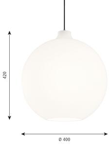 Louis Poulsen Lampă suspendată din sticlă Wohlert, Ø 40 cm, reglabil, Alb, Camera de zi / sufragerie, Sticlă, Design