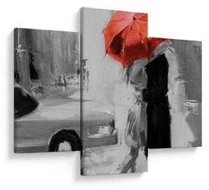 Tablou - Cuplu în dragoste sub o umbrelă, roșu (90x60 cm)