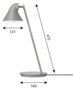 Louis Poulsen NJP Mini lampă masă LED gri deschis, reglabil, Gri, Camera de zi / sufragerie, Metal, Design