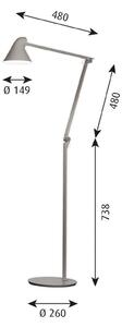 Louis Poulsen NJP lampă podea LED 2700K gri desc., reglabil, Gri, Camera de zi / sufragerie, Metal, Design