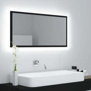 Oglindă de baie cu LED, negru, 90x8,5x37 cm, acril