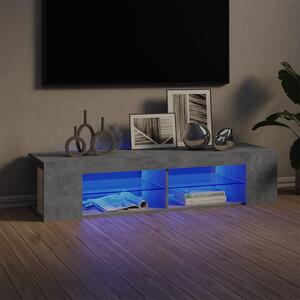 Comodă TV cu lumini LED, gri beton, 135x39x30 cm
