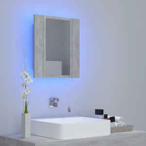 Dulap de baie cu oglindă & LED, gri beton, 40x12x45 cm acril