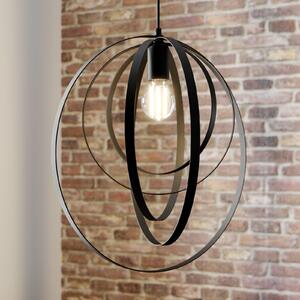 Luminex Lampă suspendată Ringo, 1 bec, negru, reglabil, Negru, Camera de zi / sufragerie, Metal, glob