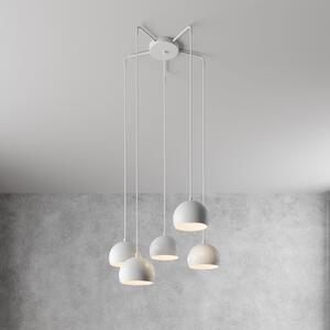 Luminex Lampă suspendată Sool, albă, Ø 53 cm, 5 becuri, metal, E27, reglabil, Alb, Camera de zi / sufragerie, Metal