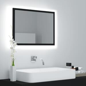 Oglindă de baie cu LED, negru, 60x8,5x37 cm, acril