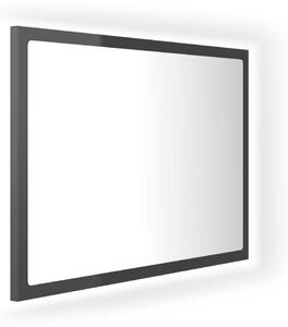 Oglindă de baie cu LED, gri extralucios, 60x8,5x37 cm, acril