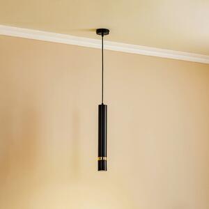 Luminex Lampă suspendată Rondo negru/auriu, 1 bec, reglabil, Negru, Camera de zi / sufragerie, Metal, Modern