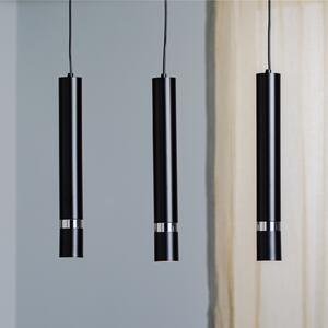 Luminex Lampă suspendată Rondo negru/crom 3 becuri lungă, reglabil, Negru, Camera de zi / sufragerie, Metal, Modern