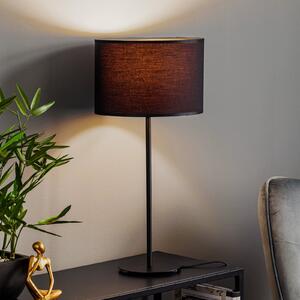 Luminex Lampa de masă Soho, cilindrică 56 cm negru/auriu, Negru, Camera de zi / sufragerie, Țesătură / Textil, Modern