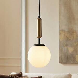 Luminex Lampă suspendată Nalo, 1 bec, negru/alamă, reglabil, Negru, Camera de zi / sufragerie, Metal, Modern, glob