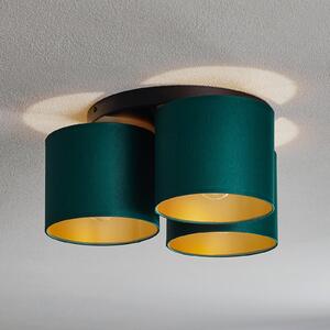 Luminex Plafonieră Soho, cilindrică rotundă 3 becuri verde/auriu, reglabil, Verde, Camera de zi / sufragerie, Țesătură / Textil, Modern