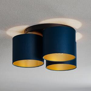 Luminex Plafonieră Soho cilindrică, 3 becuri albastru/auriu, reglabil, Albastru, Camera de zi / sufragerie, Țesătură / Textil, Modern
