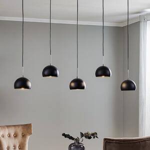 Luminex Lampă suspendată Cool, 5 becuri lungă, negru, reglabil, Negru, Camera de zi / sufragerie, Metal, Modern, glob
