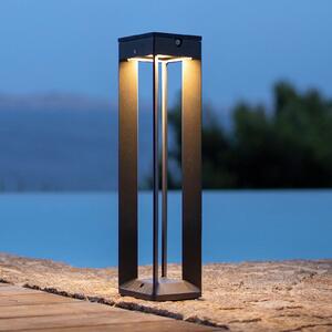 Les Jardins Lampă solară LED Borne cu senzor, 45 cm, gri, reglabil, Gri, Metal, Piedestal pentru exterior