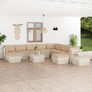 Set mobilier grădină din paleți cu perne, 12 piese, lemn molid