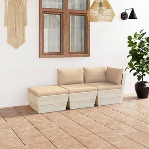 Set mobilier grădină din paleți cu perne, 3 piese, lemn molid