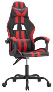 Scaun de gaming pivotant, negru și roșu, piele ecologică