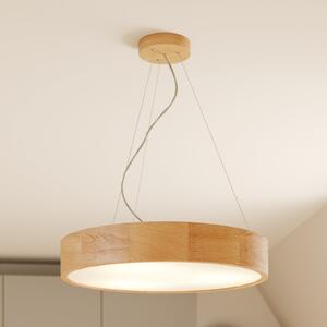 Envostar lampă suspendată Kerio, Ø 47 cm, lemn de stejar, reglabil, Lemn, Camera de zi / sufragerie, Lemn, Modern