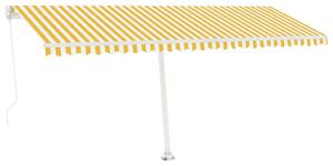 Copertină retractabilă manual cu LED, galben și alb, 500x300 cm