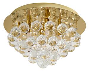Plafoniere Lindby, Gillion, reglabil, Auriu / Alamă, Camera de zi, Cristal, Design