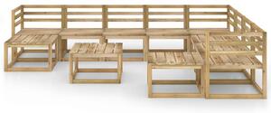 Set mobilier de grădină, 11 piese, lemn de pin verde tratat