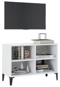 Comodă TV cu picioare metalice, alb, 69,5x30x50 cm
