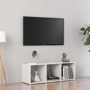 Comodă TV, alb extralucios, 107x35x37 cm, PAL