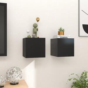 Dulapuri TV montaj pe perete, 2 buc., negru, 30,5x30x30 cm