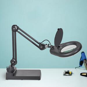 Maul MAULviso Lampă cu lupă LED, negru, 48 cm, metal, Negru, Studiu / Birou, Plastic, Modern