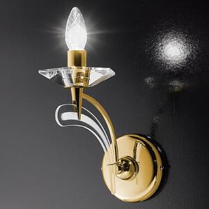 Metallux Aplică perete ICARO 1 bec, sticlă cristal, auriu, reglabil, Auriu / Alamă, Camera de zi / sufragerie, Metal