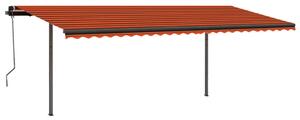 Copertină retractabilă manual, stâlpi portocaliu&maro 3,5x2,5 m