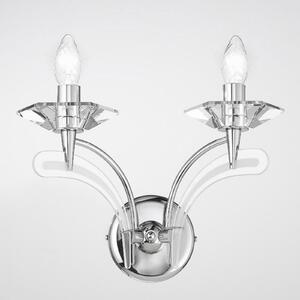 Metallux Aplică de perete Icaro 2 becuri crom, reglabil, Metalic, Camera de zi / sufragerie, Metal, Design