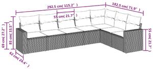 Set canapele de grădină cu perne, 7 piese, negru, poliratan