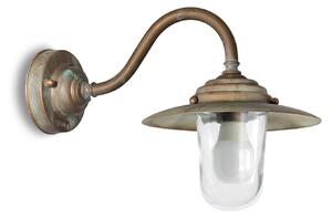 Moretti Luce Lampă de perete pentru exterior Chalet, IP44, alamă, sticlă, proiecție 38 cm, reglabil, Bronz / Alamă Veche, Metal, Antichitate