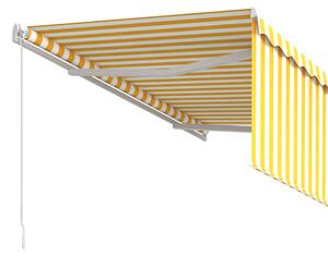 Copertină retractabilă manual cu stor, galben & alb, 3x2,5 m