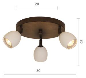 Menzel Provence matt plafonieră 3 becuri rotundă, reglabil, Maro / Rugină, Camera de zi / sufragerie, Metal, Casă de țară / Rustic