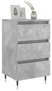 Noptieră, gri beton, 40x35x69 cm, lemn compozit