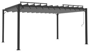 Pavilion cu acoperiș jaluzea antracit 3x4 m țesătură&aluminiu