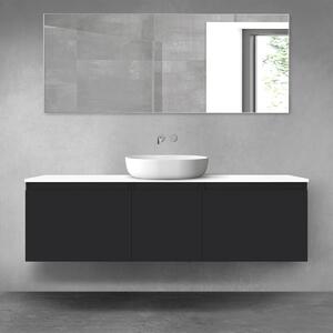 Oltens Vernal zestaw mebli łazienkowych 160 cm z blatem czarny mat/biały połysk 68421300