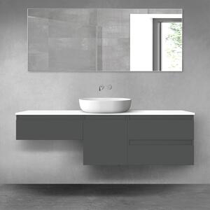 Oltens Vernal zestaw mebli łazienkowych 160 cm z blatem grafit mat/biały połysk 68428400