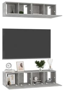 Dulapuri TV, 4 piese, gri beton, 60x30x30 cm, lemn prelucrat